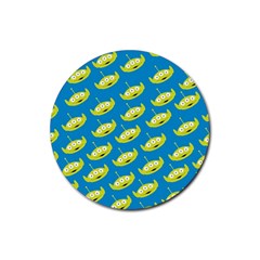 Pattern Aliens Rubber Round Coaster (4 Pack) by artworkshop