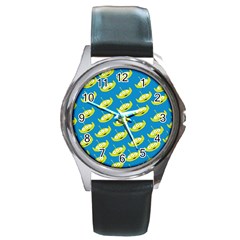 Pattern Aliens Round Metal Watch by artworkshop