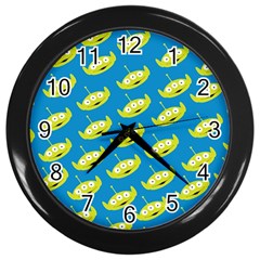 Pattern Aliens Wall Clock (black) by artworkshop