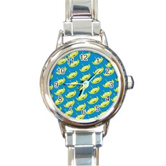 Pattern Aliens Round Italian Charm Watch by artworkshop