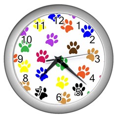 Pawprints Wall Clock (silver) by artworkshop