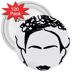 Frida Kahlo  3  Buttons (100 Pack)  by Sobalvarro