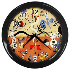 Carnival Of The Harlequin Art Wall Clock (black) by danenraven