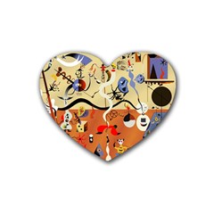 Carnival Of The Harlequin Art Rubber Heart Coaster (4 Pack) by danenraven