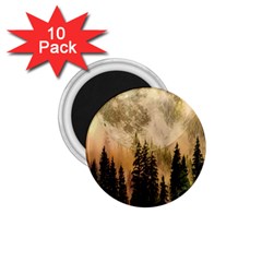 Moon Nature Forest Pine Trees Sky Full Moon Night 1 75  Magnets (10 Pack) 