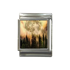 Moon Nature Forest Pine Trees Sky Full Moon Night Italian Charm (13mm)