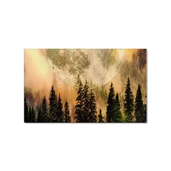 Moon Nature Forest Pine Trees Sky Full Moon Night Sticker (rectangular) by danenraven