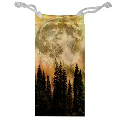 Moon Nature Forest Pine Trees Sky Full Moon Night Jewelry Bag by danenraven