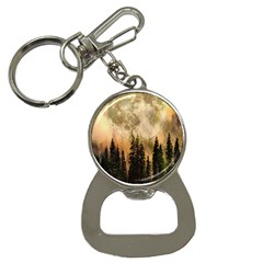 Moon Nature Forest Pine Trees Sky Full Moon Night Bottle Opener Key Chain by danenraven