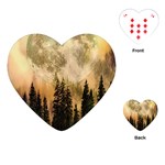 Moon Nature Forest Pine Trees Sky Full Moon Night Playing Cards Single Design (Heart) Front