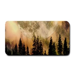 Moon Nature Forest Pine Trees Sky Full Moon Night Medium Bar Mat by danenraven