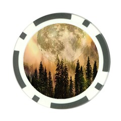 Moon Nature Forest Pine Trees Sky Full Moon Night Poker Chip Card Guard (10 Pack) by danenraven