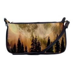 Moon Nature Forest Pine Trees Sky Full Moon Night Shoulder Clutch Bag by danenraven