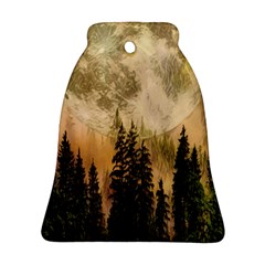 Moon Nature Forest Pine Trees Sky Full Moon Night Bell Ornament (two Sides) by danenraven