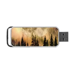 Moon Nature Forest Pine Trees Sky Full Moon Night Portable Usb Flash (two Sides) by danenraven