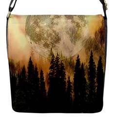 Moon Nature Forest Pine Trees Sky Full Moon Night Flap Closure Messenger Bag (s) by danenraven