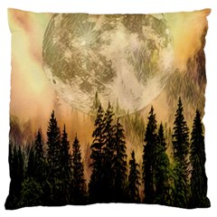 Moon Nature Forest Pine Trees Sky Full Moon Night Standard Flano Cushion Case (one Side) by danenraven