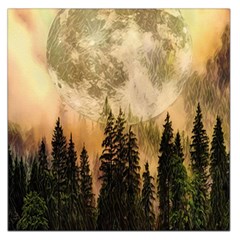 Moon Nature Forest Pine Trees Sky Full Moon Night Square Satin Scarf (36  X 36 ) by danenraven