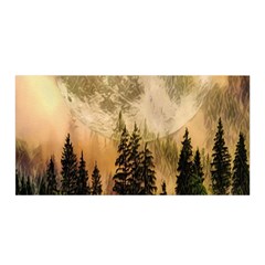 Moon Nature Forest Pine Trees Sky Full Moon Night Satin Wrap 35  X 70  by danenraven