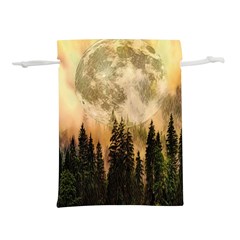 Moon Nature Forest Pine Trees Sky Full Moon Night Lightweight Drawstring Pouch (s) by danenraven