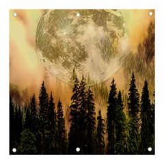 Moon Nature Forest Pine Trees Sky Full Moon Night Banner And Sign 3  X 3  by danenraven