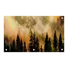 Moon Nature Forest Pine Trees Sky Full Moon Night Banner And Sign 5  X 3  by danenraven