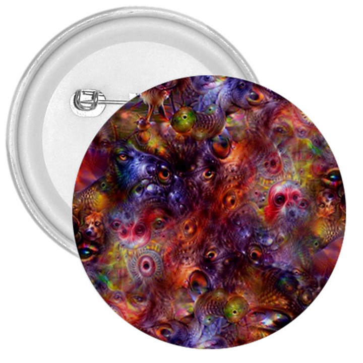 Fantasy Surreal Animals Psychedelic Pattern 3  Buttons