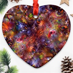 Fantasy Surreal Animals Psychedelic Pattern Ornament (Heart)