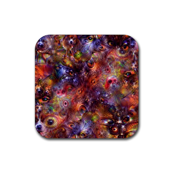 Fantasy Surreal Animals Psychedelic Pattern Rubber Coaster (Square)