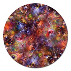 Fantasy Surreal Animals Psychedelic Pattern Magnet 5  (round) by danenraven