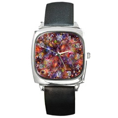 Fantasy Surreal Animals Psychedelic Pattern Square Metal Watch