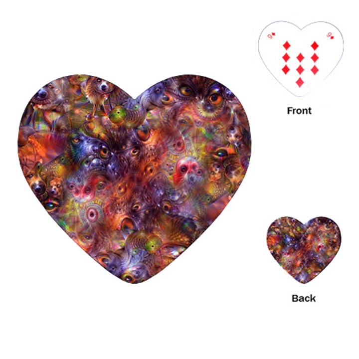 Fantasy Surreal Animals Psychedelic Pattern Playing Cards Single Design (Heart)