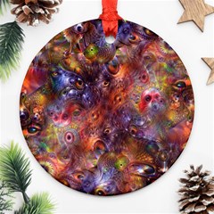 Fantasy Surreal Animals Psychedelic Pattern Round Ornament (Two Sides)