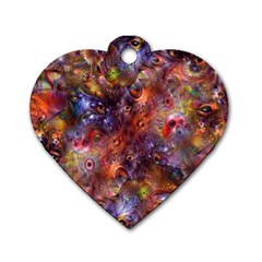 Fantasy Surreal Animals Psychedelic Pattern Dog Tag Heart (Two Sides)