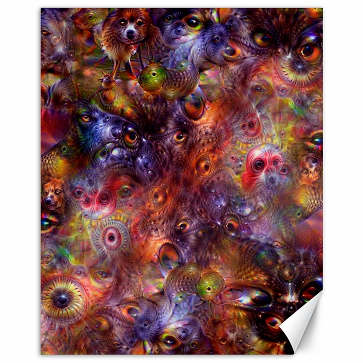 Fantasy Surreal Animals Psychedelic Pattern Canvas 11  x 14 