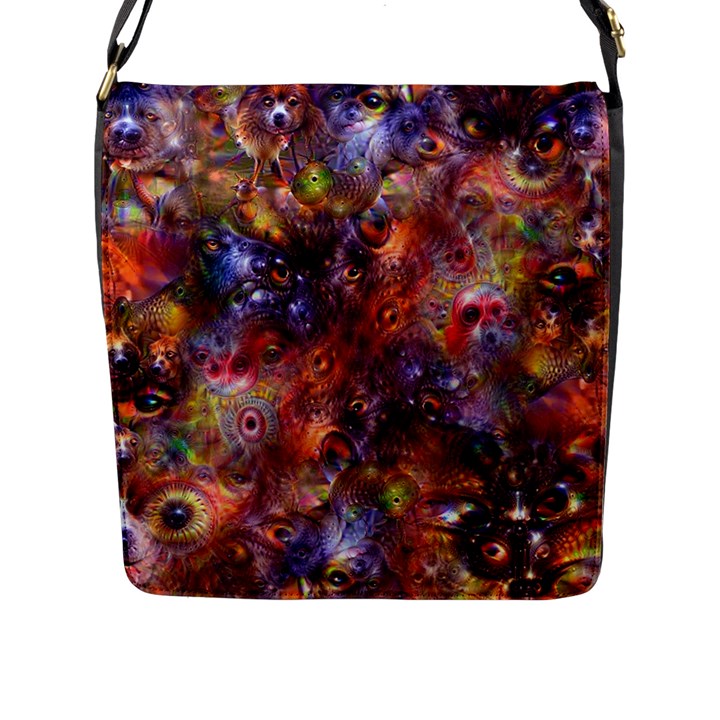 Fantasy Surreal Animals Psychedelic Pattern Flap Closure Messenger Bag (L)