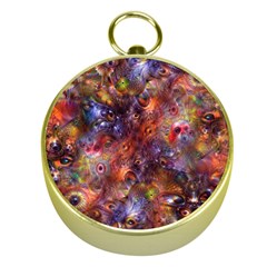 Fantasy Surreal Animals Psychedelic Pattern Gold Compasses by danenraven