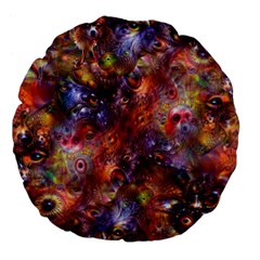 Fantasy Surreal Animals Psychedelic Pattern Large 18  Premium Flano Round Cushions