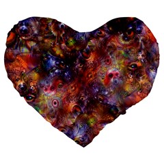 Fantasy Surreal Animals Psychedelic Pattern Large 19  Premium Flano Heart Shape Cushions