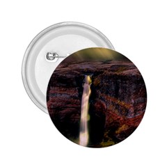 Waterfall Cascade Mountains Cliffs Northern Lights 2 25  Buttons by danenraven