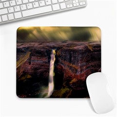 Waterfall Cascade Mountains Cliffs Northern Lights Large Mousepad by danenraven