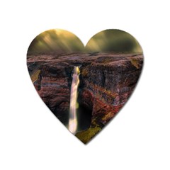 Waterfall Cascade Mountains Cliffs Northern Lights Heart Magnet by danenraven