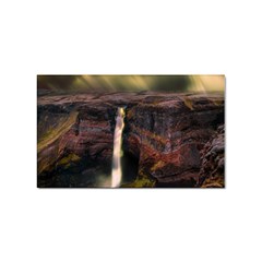 Waterfall Cascade Mountains Cliffs Northern Lights Sticker Rectangular (100 Pack) by danenraven