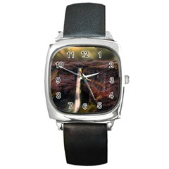 Waterfall Cascade Mountains Cliffs Northern Lights Square Metal Watch by danenraven