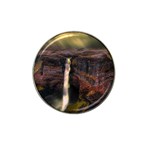 Waterfall Cascade Mountains Cliffs Northern Lights Hat Clip Ball Marker Front