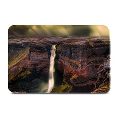 Waterfall Cascade Mountains Cliffs Northern Lights Plate Mats by danenraven