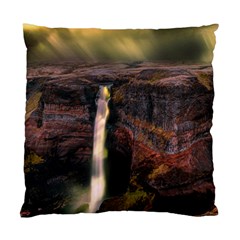 Waterfall Cascade Mountains Cliffs Northern Lights Standard Cushion Case (one Side) by danenraven