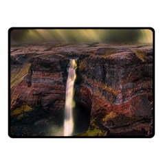 Waterfall Cascade Mountains Cliffs Northern Lights Fleece Blanket (small) by danenraven