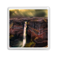 Waterfall Cascade Mountains Cliffs Northern Lights Memory Card Reader (square) by danenraven