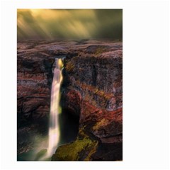 Waterfall Cascade Mountains Cliffs Northern Lights Small Garden Flag (two Sides) by danenraven